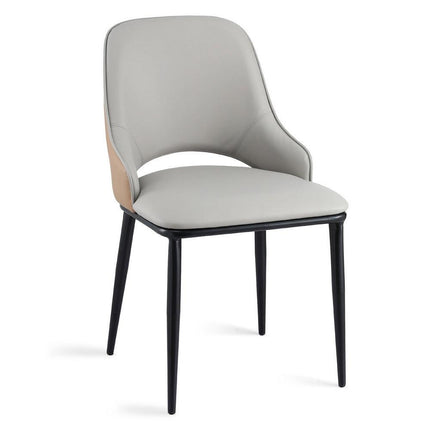 Artiss 1x Dining Chair Hollow PU Leather Kitchen Lounge Cafe Accent Chairs Grey.