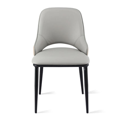 Artiss 1x Dining Chair Hollow PU Leather Kitchen Lounge Cafe Accent Chairs Grey.