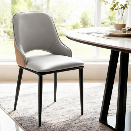 Artiss 1x Dining Chair Hollow PU Leather Kitchen Lounge Cafe Accent Chairs Grey.