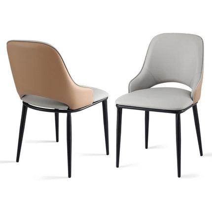 Artiss 2x Dining Chairs Hollow PU Leather Kitchen Lounge Cafe Accent Chair Grey.