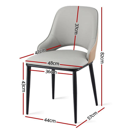 Artiss 2x Dining Chairs Hollow PU Leather Kitchen Lounge Cafe Accent Chair Grey.