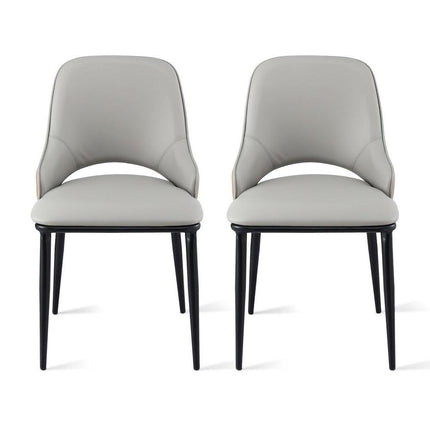 Artiss 2x Dining Chairs Hollow PU Leather Kitchen Lounge Cafe Accent Chair Grey.