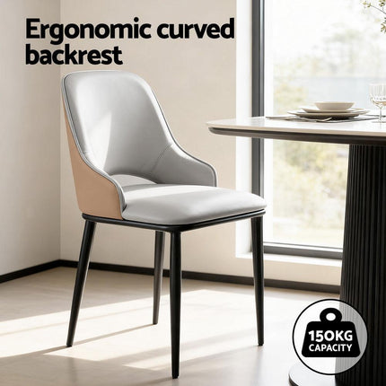 Artiss 2x Dining Chairs Hollow PU Leather Kitchen Lounge Cafe Accent Chair Grey.