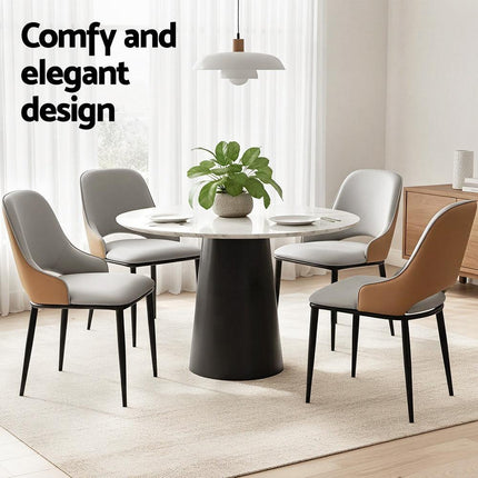 Artiss 4x Dining Chairs Hollow PU Leather Kitchen Lounge Cafe Accent Chair Grey.