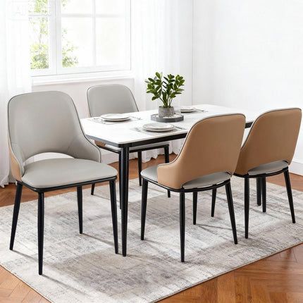 Artiss 4x Dining Chairs Hollow PU Leather Kitchen Lounge Cafe Accent Chair Grey.