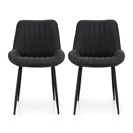 Artiss 2x Dining Chairs Retro PU Leather Kitchen Lounge Cafe Accent Chair Black.