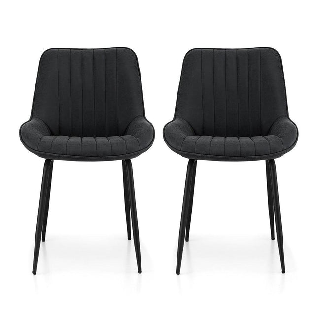 Artiss 2x Dining Chairs Retro PU Leather Kitchen Lounge Cafe Accent Chair Black.