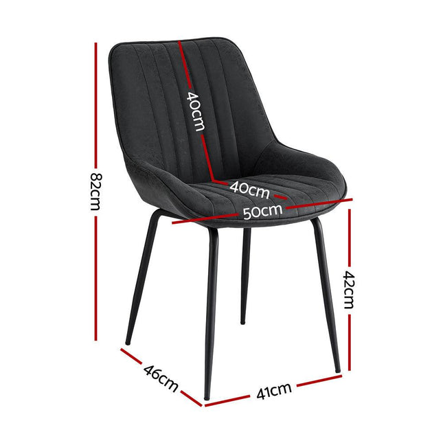 Artiss 2x Dining Chairs Retro PU Leather Kitchen Lounge Cafe Accent Chair Black.