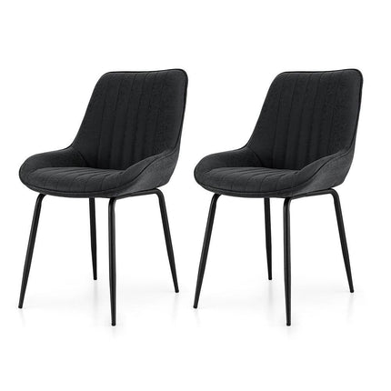 Artiss 2x Dining Chairs Retro PU Leather Kitchen Lounge Cafe Accent Chair Black.