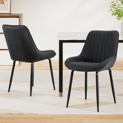 Artiss 2x Dining Chairs Retro PU Leather Kitchen Lounge Cafe Accent Chair Black.