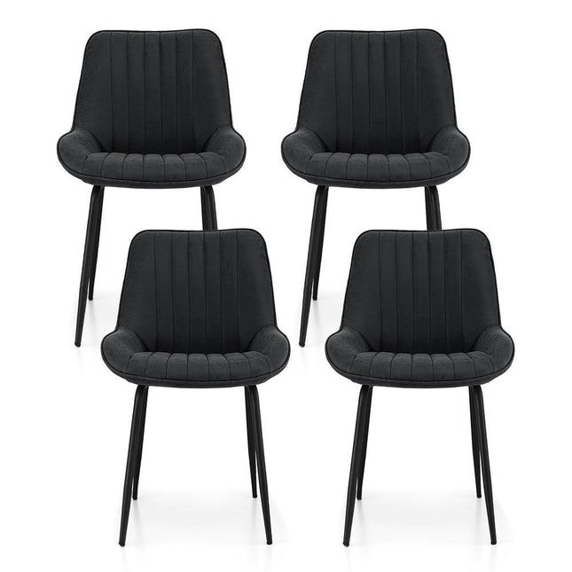 Artiss 4x Dining Chairs Retro PU Leather Kitchen Lounge Cafe Accent Chair Black.