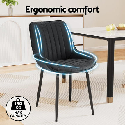 Artiss 4x Dining Chairs Retro PU Leather Kitchen Lounge Cafe Accent Chair Black.