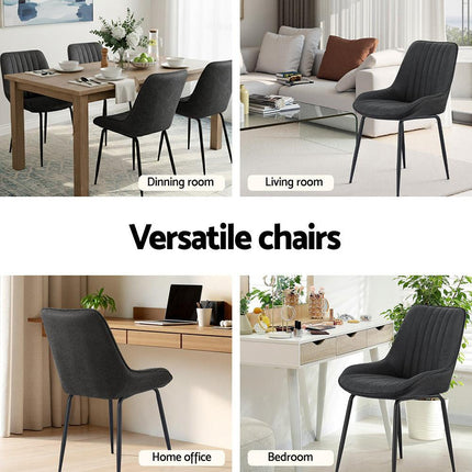 Artiss 4x Dining Chairs Retro PU Leather Kitchen Lounge Cafe Accent Chair Black.