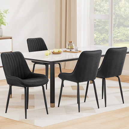 Artiss 4x Dining Chairs Retro PU Leather Kitchen Lounge Cafe Accent Chair Black.
