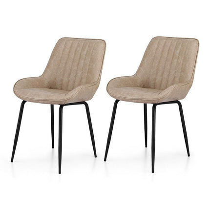 Artiss 2x Dining Chairs Retro PU Leather Kitchen Lounge Cafe Accent Chair Khaki.