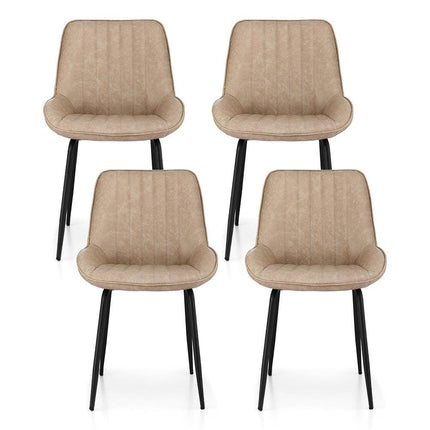 Artiss 4x Dining Chairs Retro PU Leather Kitchen Lounge Cafe Accent Chair Khaki.