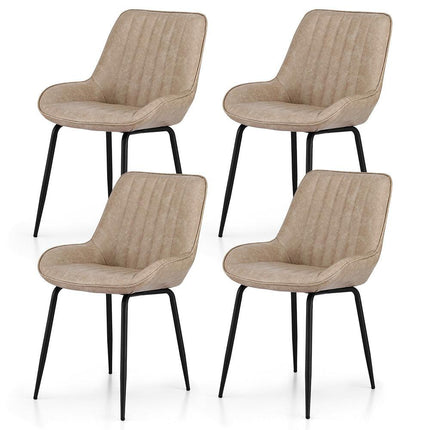 Artiss 4x Dining Chairs Retro PU Leather Kitchen Lounge Cafe Accent Chair Khaki.