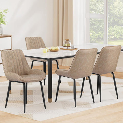 Artiss 4x Dining Chairs Retro PU Leather Kitchen Lounge Cafe Accent Chair Khaki.