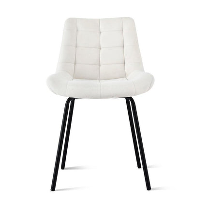 Artiss 2x Dining Chairs Velvet Tufted Kitchen Lounge Cafe Accent Chair Beige.