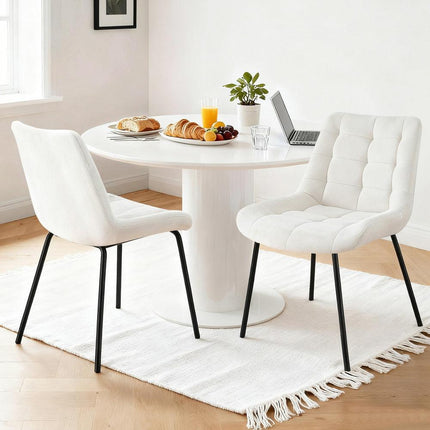 Artiss 2x Dining Chairs Velvet Tufted Kitchen Lounge Cafe Accent Chair Beige.