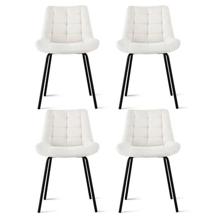 Artiss 4x Dining Chairs Velvet Tufted Kitchen Lounge Cafe Accent Chair Beige.