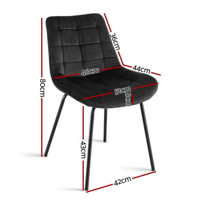 Artiss 2x Dining Chairs Velvet Tufted Kitchen Lounge Cafe Accent Chair Black.