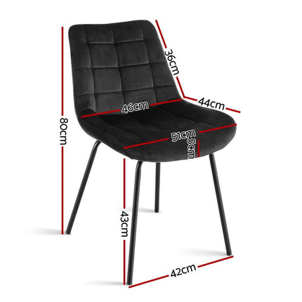 Artiss 4x Dining Chairs Velvet Tufted Kitchen Lounge Cafe Accent Chair Black.
