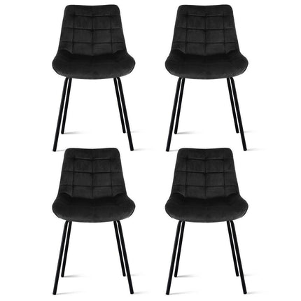 Artiss 4x Dining Chairs Velvet Tufted Kitchen Lounge Cafe Accent Chair Black.