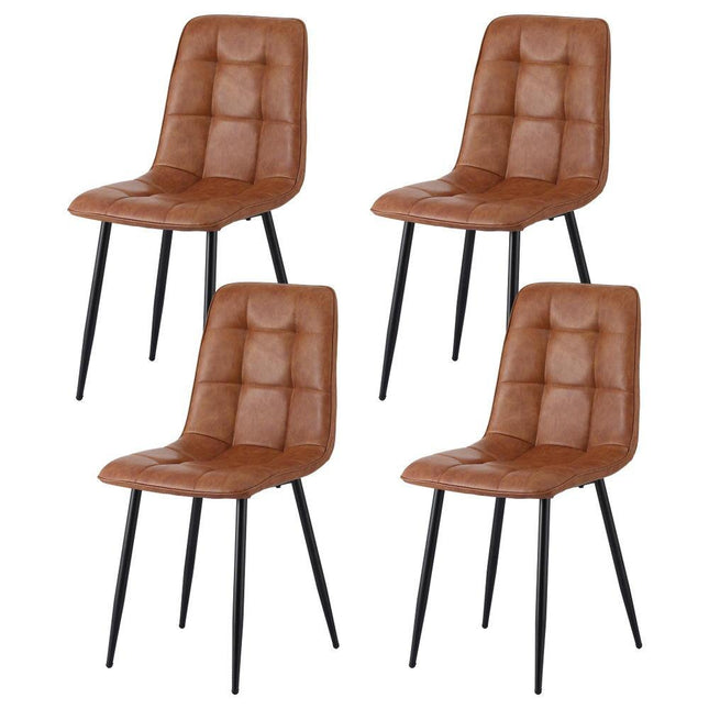 Artiss 4x Dining Chairs Retro PU Leather Kitchen Lounge Cafe Accent Chair Brown.