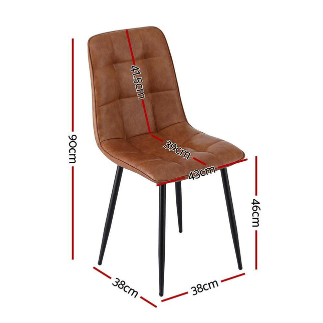 Artiss 4x Dining Chairs Retro PU Leather Kitchen Lounge Cafe Accent Chair Brown.