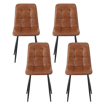 Artiss 4x Dining Chairs Retro PU Leather Kitchen Lounge Cafe Accent Chair Brown.