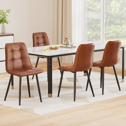 Artiss 4x Dining Chairs Retro PU Leather Kitchen Lounge Cafe Accent Chair Brown.