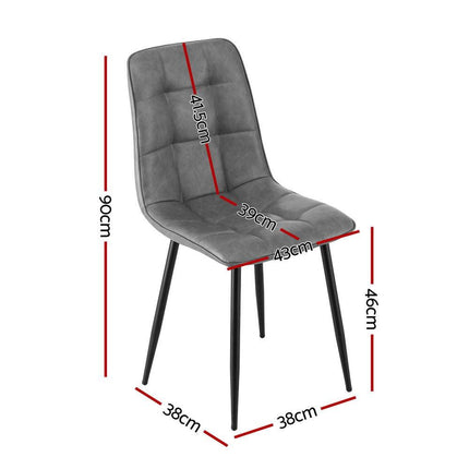 Artiss 4x Dining Chairs Retro PU Leather Kitchen Lounge Cafe Accent Chair Grey.