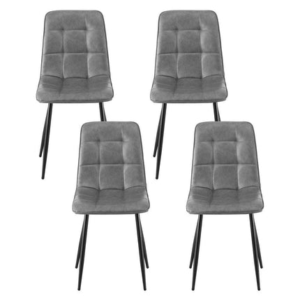 Artiss 4x Dining Chairs Retro PU Leather Kitchen Lounge Cafe Accent Chair Grey.
