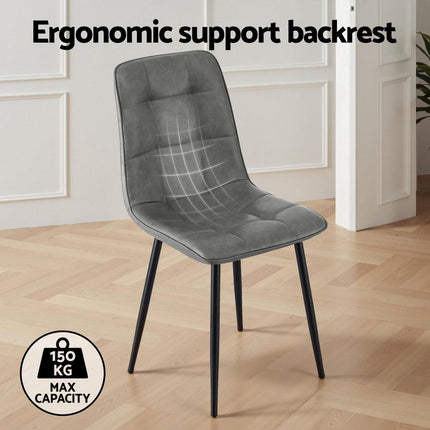 Artiss 4x Dining Chairs Retro PU Leather Kitchen Lounge Cafe Accent Chair Grey.