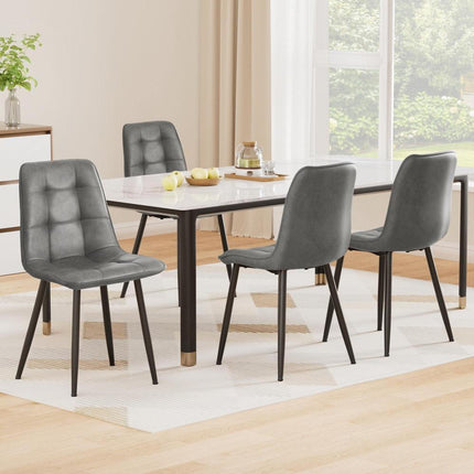 Artiss 4x Dining Chairs Retro PU Leather Kitchen Lounge Cafe Accent Chair Grey.