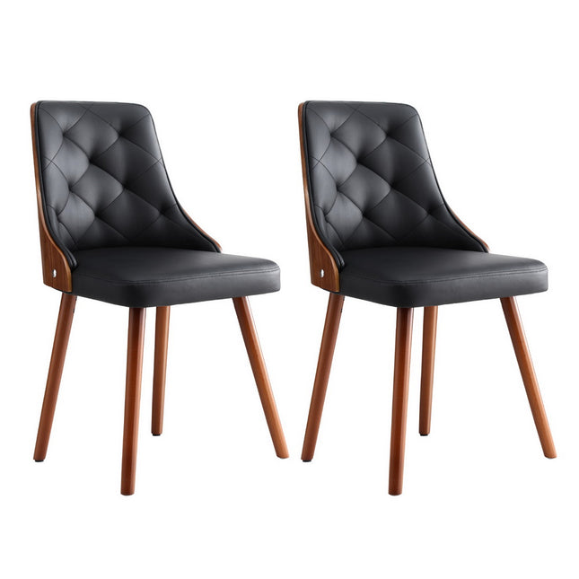1 Set of 2 Artiss Dining Chairs Black PU.