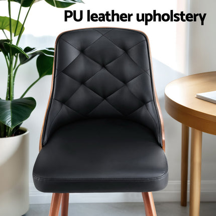 1 Set of 2 Artiss Dining Chairs Black PU.