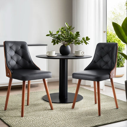 1 Set of 2 Artiss Dining Chairs Black PU.