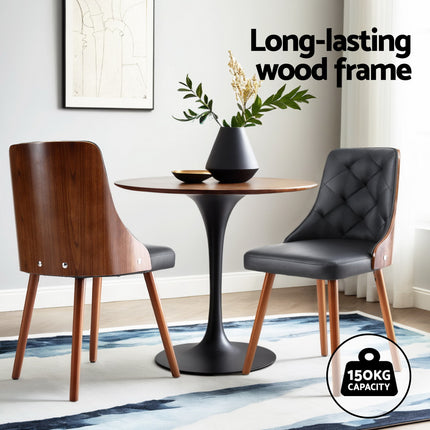 1 Set of 4 Artiss Dining Chairs Black PU.