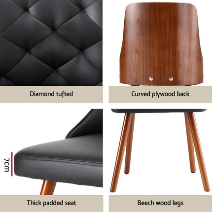 1 Set of 4 Artiss Dining Chairs Black PU.