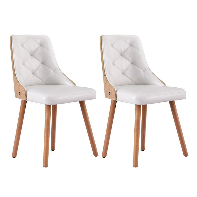 1 Set of 2 Artiss Dining Chairs White PU.