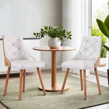 1 Set of 2 Artiss Dining Chairs White PU.