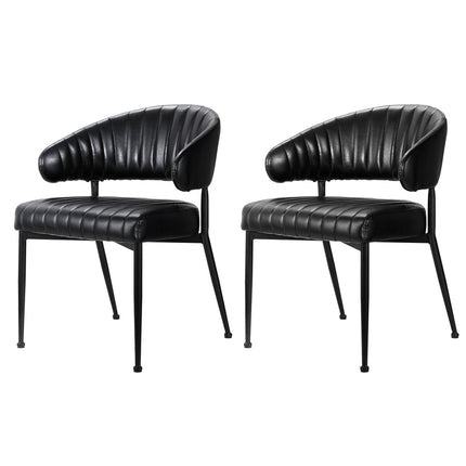 Artiss Dining Chairs Set of 2 Leather Hollow Armchair Black.