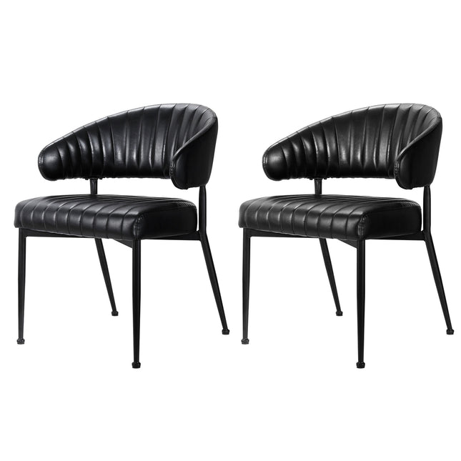 Artiss Dining Chairs Set of 2 Leather Hollow Armchair Black.
