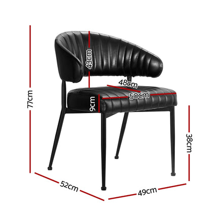 Artiss Dining Chairs Set of 2 Leather Hollow Armchair Black.