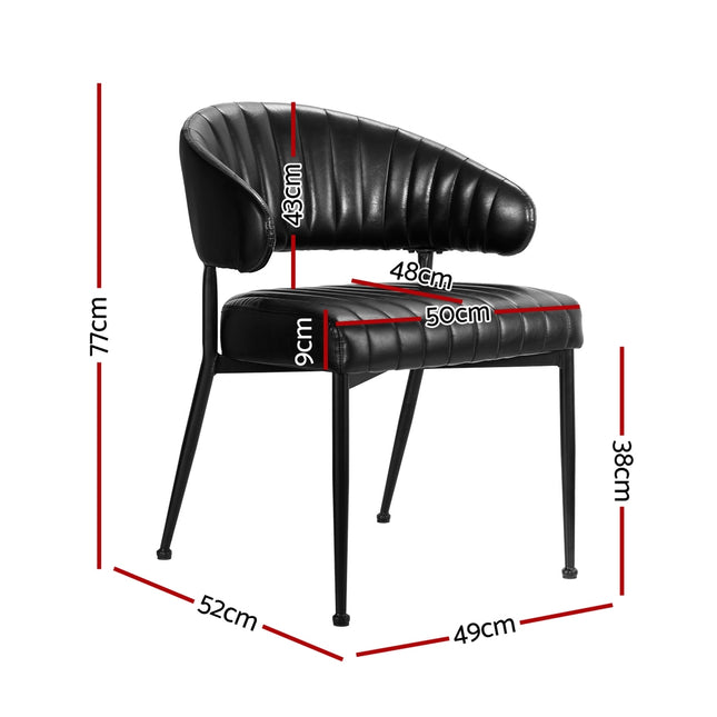 Artiss Dining Chairs Set of 2 Leather Hollow Armchair Black.