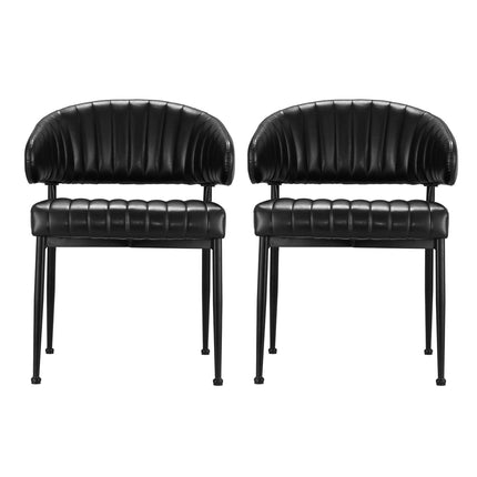 Artiss Dining Chairs Set of 2 Leather Hollow Armchair Black.