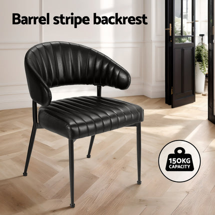 Artiss Dining Chairs Set of 2 Leather Hollow Armchair Black.