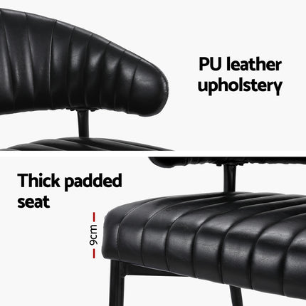 Artiss Dining Chairs Set of 2 Leather Hollow Armchair Black.